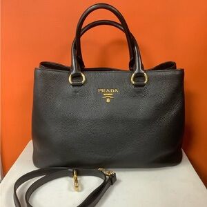 PRADA Black Tote with Gold Accents